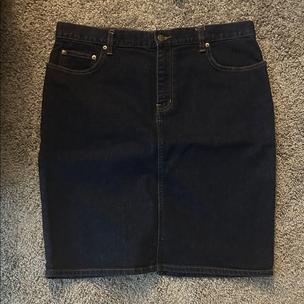 Classic Dark Blue Denim Skirt Pencil Skirt